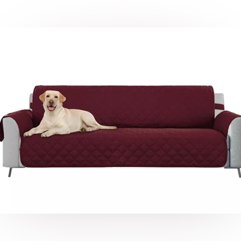 Luxurious Burgundy Quilted Sofa Cover couch cover